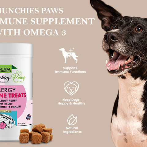 Munchies Paws Dog Treats Omega 3 Made in USA Immune Supplement 300 Count